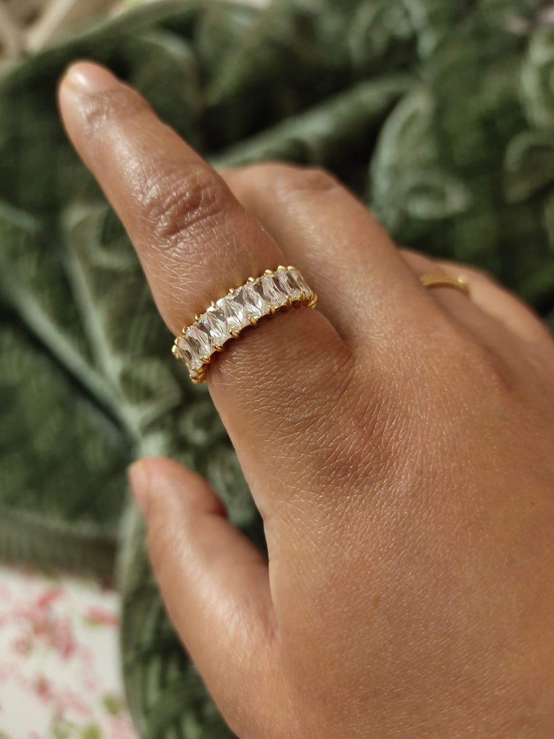 Customer photo review of Radiant White Stone Band Ring