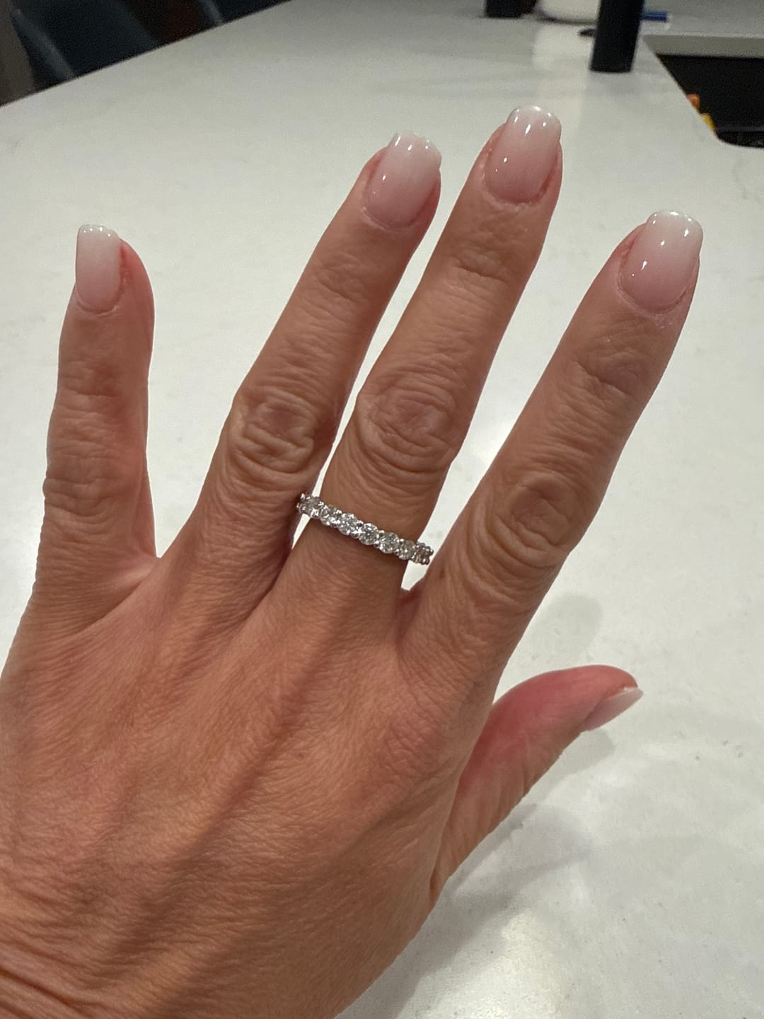 Customer photo review of 3mm Moissanite Eternity Ring