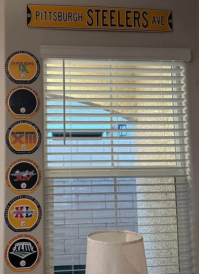 Customer photo review of Pittsburgh Steelers Super Bowl X "Double Play" On the Shelf or on the Wall Art
