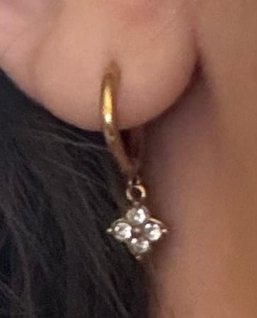 Customer photo review of Crystal Four Leaf Clover Drop Earrings