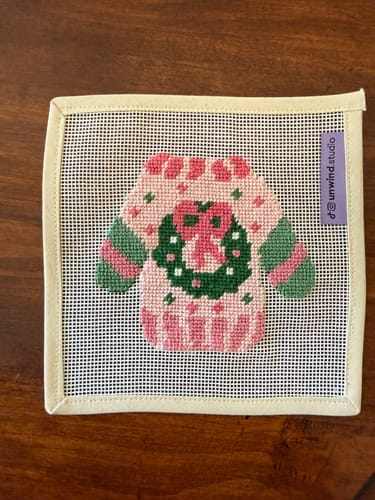Customer photo review of Christmas Sweater Needlepoint Ornament Kit