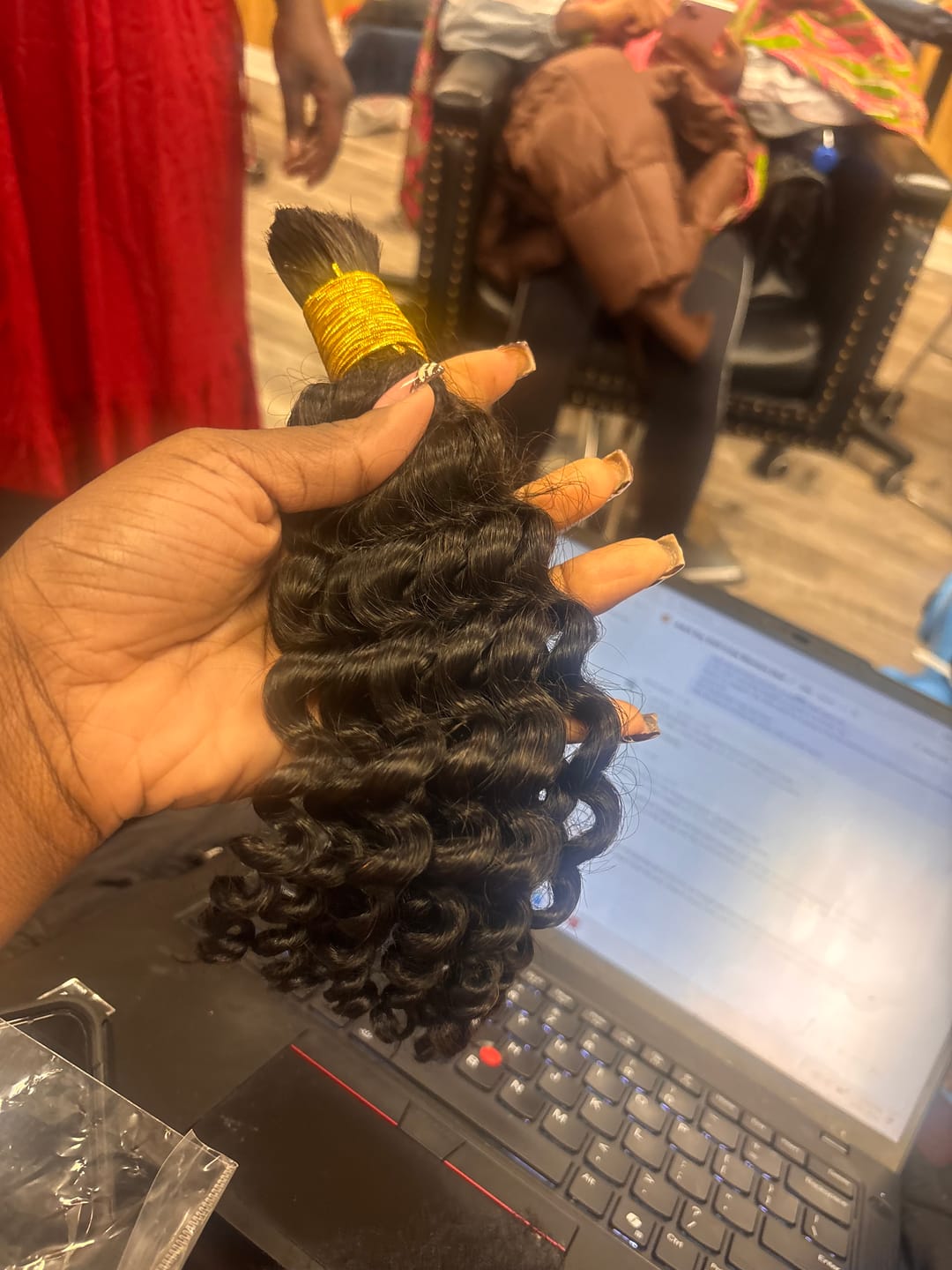 Customer photo review of Spiral Curl Bulk Hair Extensions for Braiding