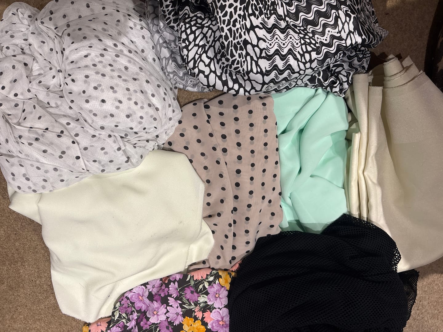 Customer photo review of 50p A Metre: Print & Plain Fabric Bundle