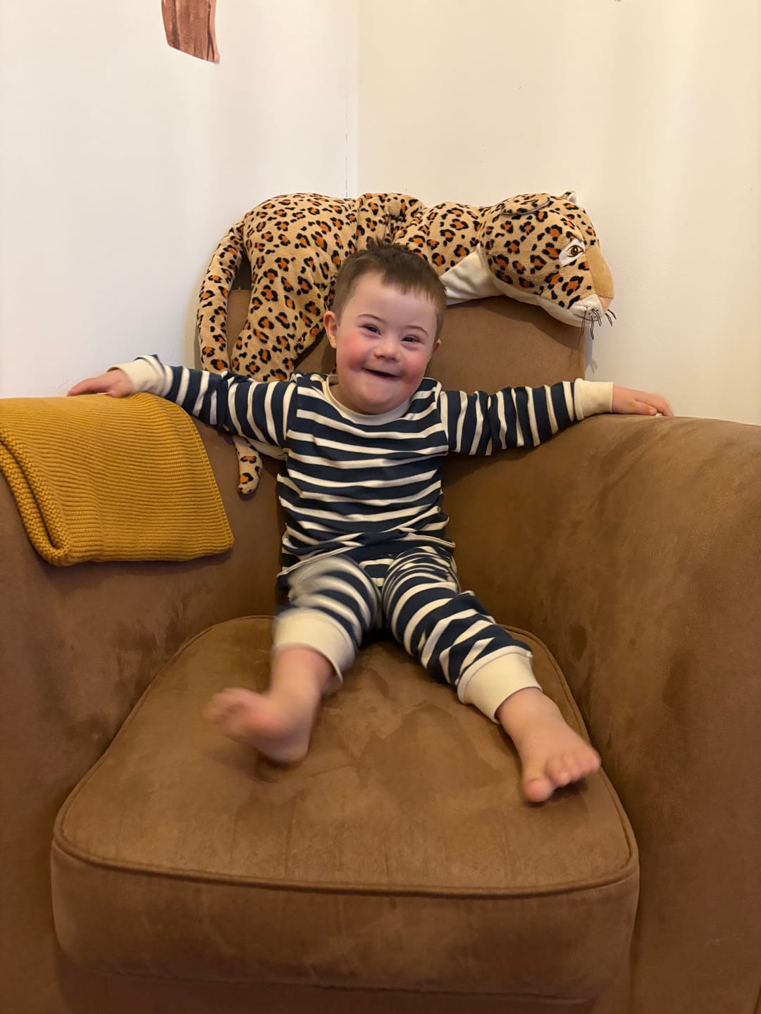 Customer photo review of Midnight Blue Striped Organic Pyjamas