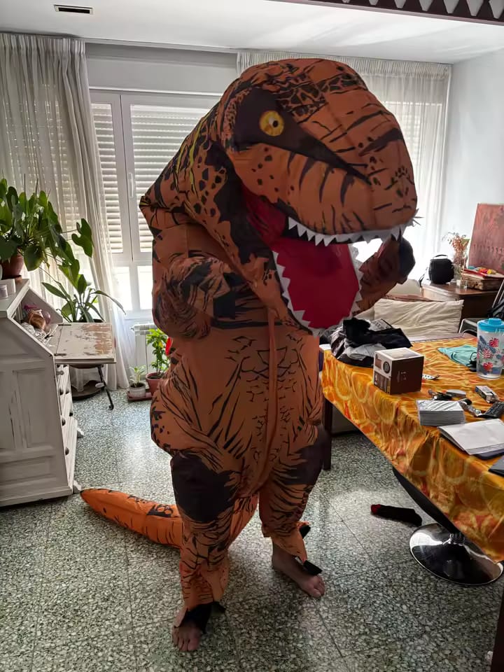Customer photo review of Inflatable T-Rex Costume – Dinosaur Suit (Adults & Kids)