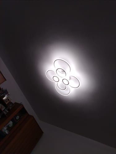 Customer photo review of Lustra LED Circle 4+4 Gigant Alba Echivalent 1000W Telecomanda