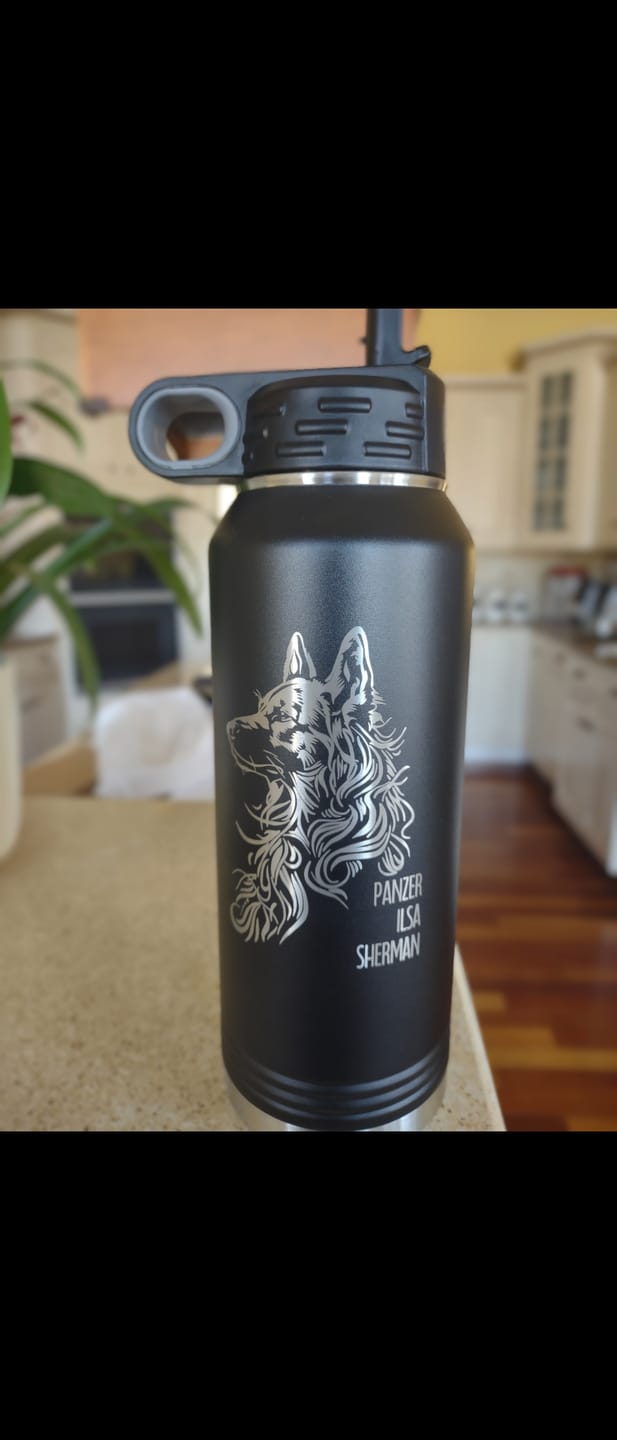 Customer photo review of German Shepherd Personalized Tumbler, Water Bottle, Engraved Stainless Steel