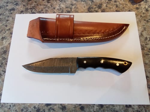 Customer photo review of Damascus Clip Point Buffalo Horn - Seconds