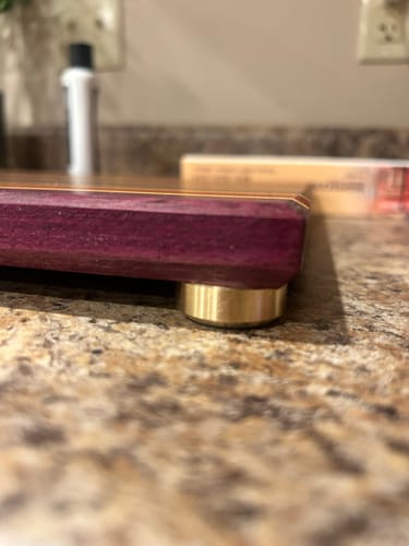 Customer photo review of Premium Cutting Board Feet - Brass/Stainless Steel
