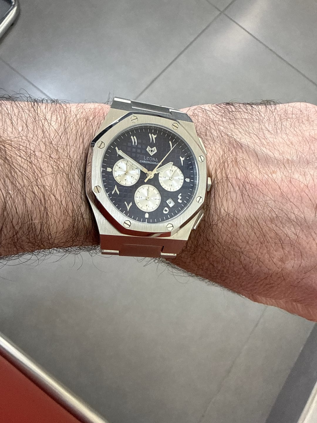 Customer photo review of Royal Chronograph Navy Blue - 40mm / Arabic Dial / Full 316L Steel / Japanese Movement / Waterproof