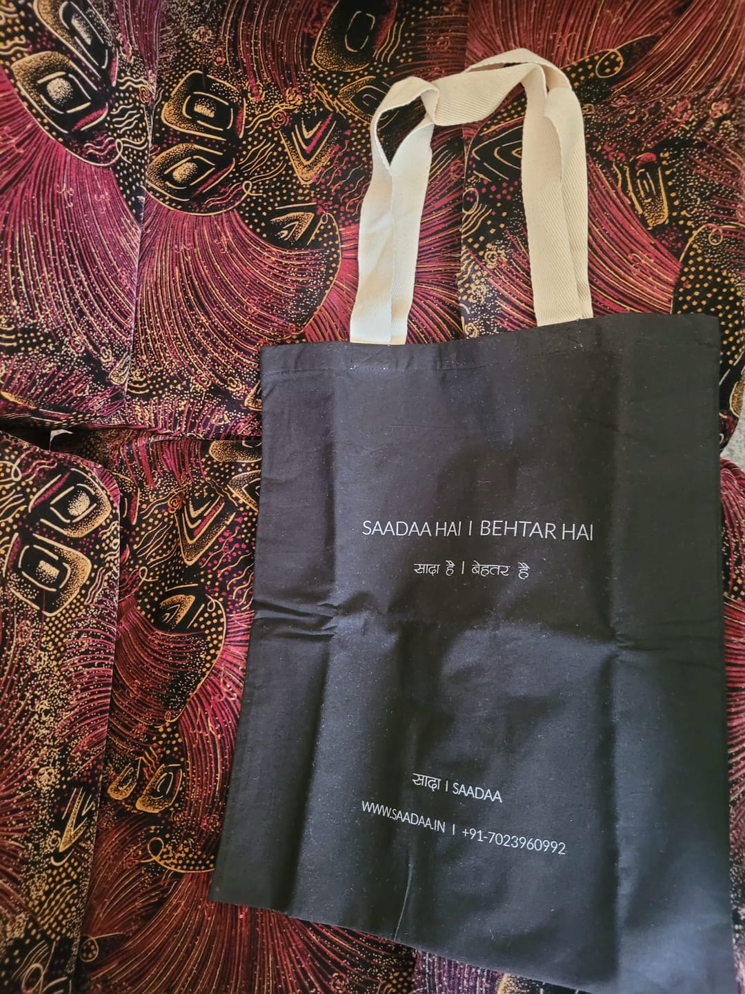 Customer photo review of Black Cotton Tote Bag