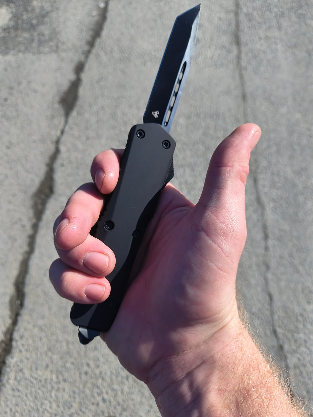 Customer photo review of Black Ghost OTF Knife (Multiple Blade Styles Available)