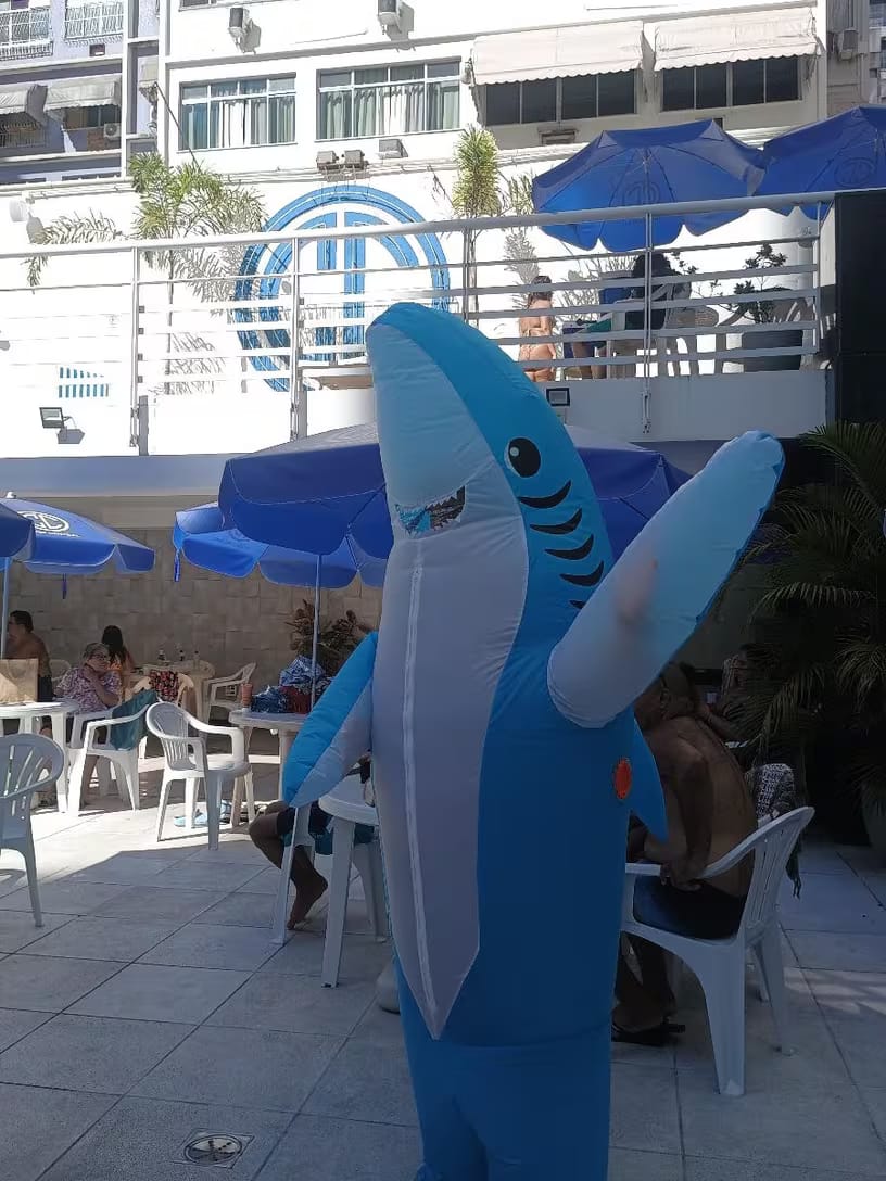 Customer photo review of Inflatable Shark Costume – Standing Shark Suit (Adults)
