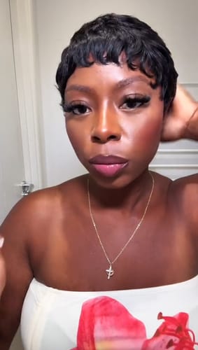 Customer photo review of Luvwin Full Lace Short Pixie Cut Wig 100% Human Hair
