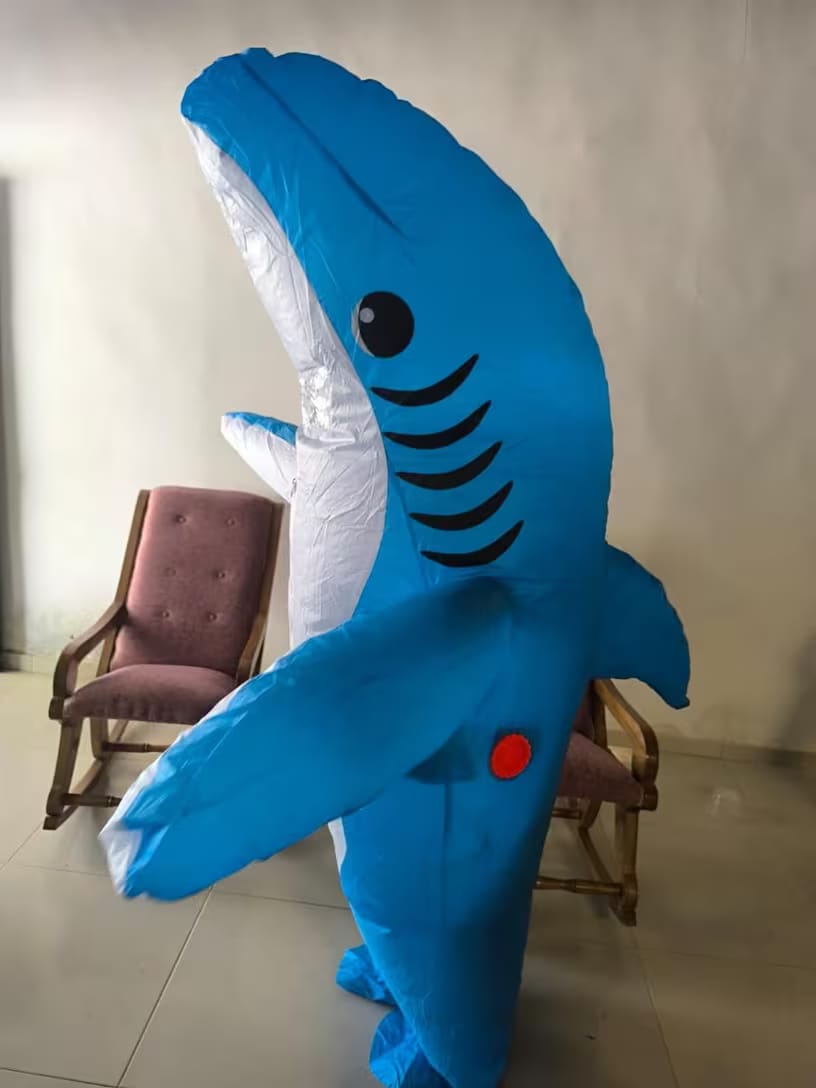 Customer photo review of Inflatable Shark Costume – Standing Shark Suit (Adults)