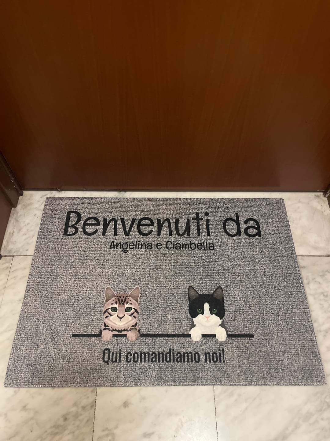 Customer photo review of Tutti i miei amici pelosi - Zerbino personalizzato