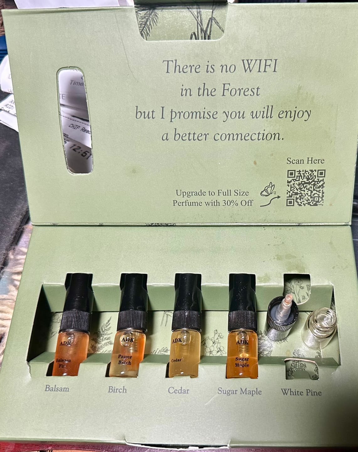 Customer photo review of Forest Serenity Perfume Discovery Set 0.07oz X 5
