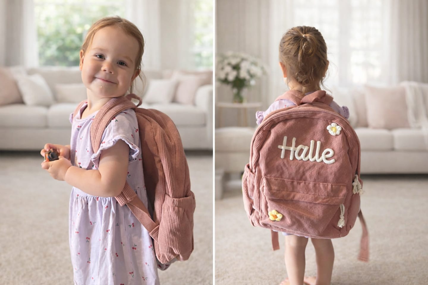 Customer photo review of K&C – Personalized Knitted Backpack + Bottle + Lunchbox