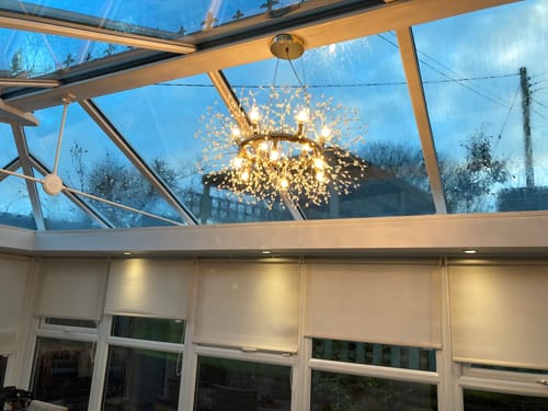 Customer photo review of 12-Light Chrome Round Firework Chandelier