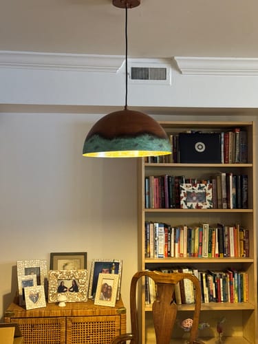 Customer photo review of Oversized Industrial Copper Patina Metal Dome Pendant Light