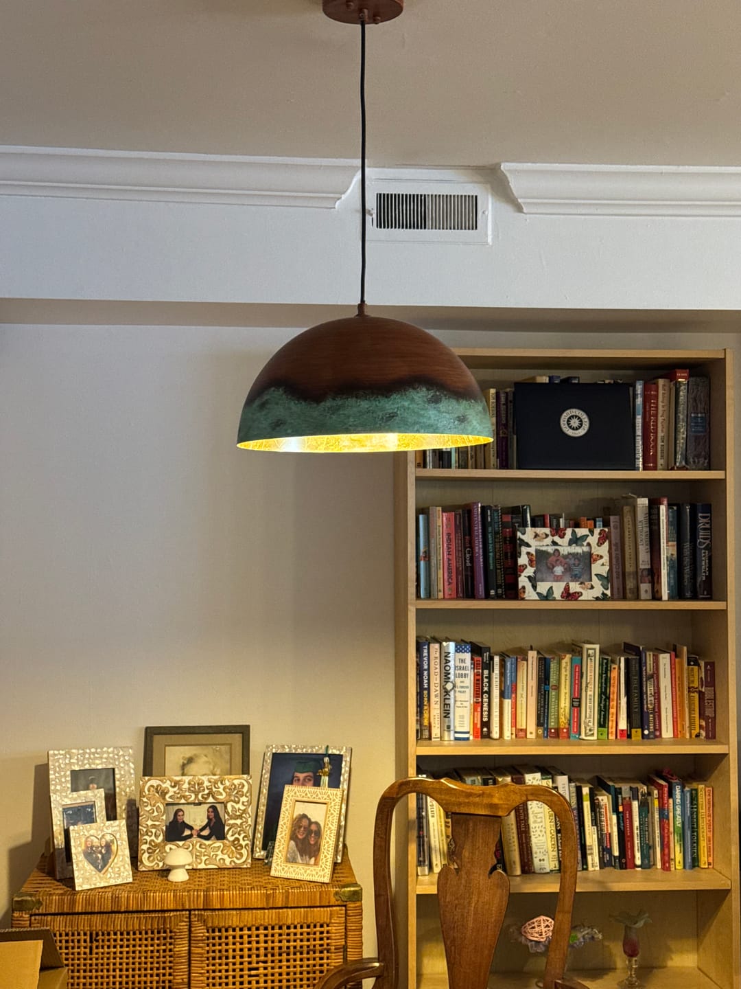 Customer photo review of Oversized Industrial Copper Patina Metal Dome Pendant Light