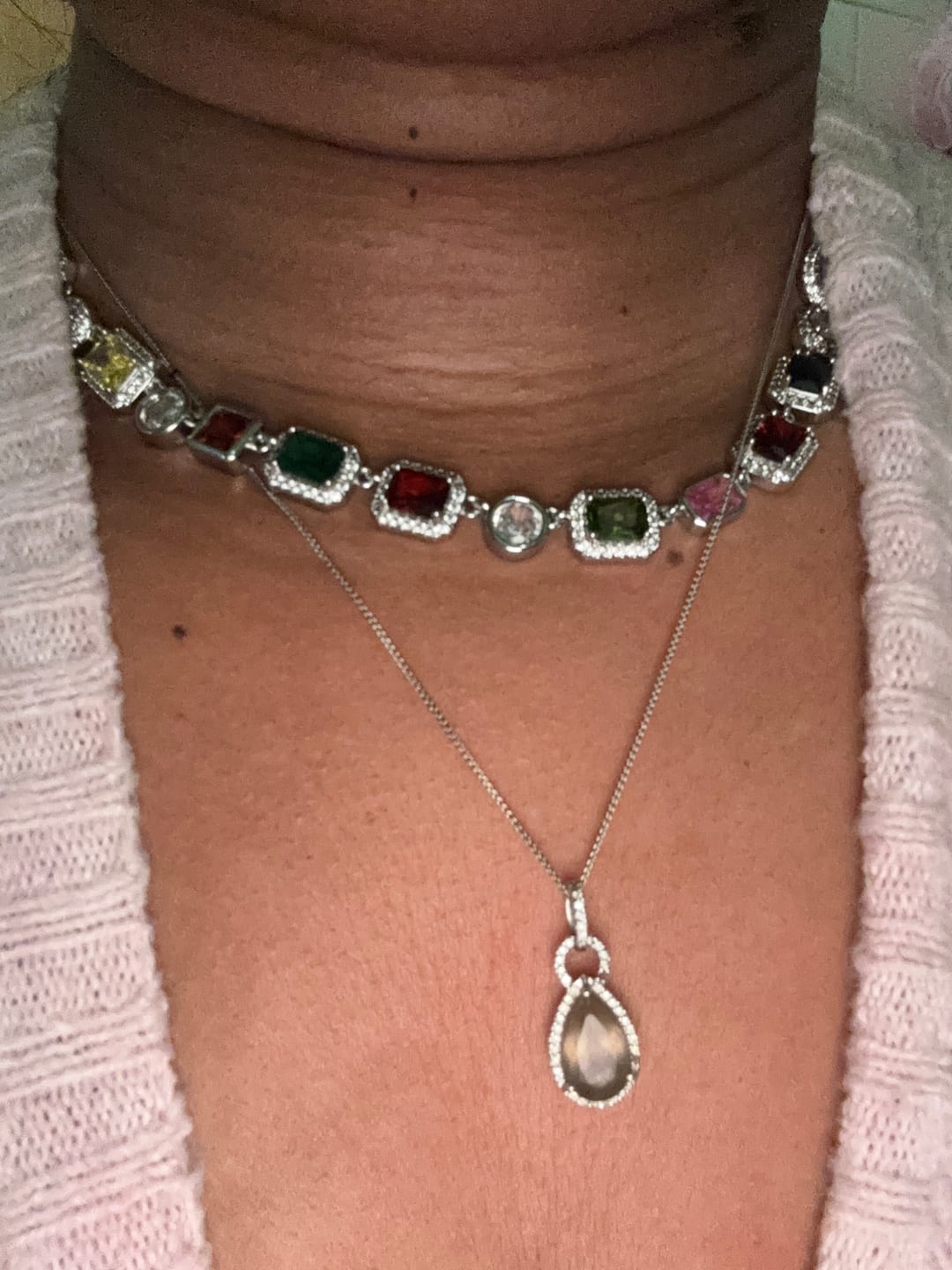Customer photo review of Solstice Gemstone Necklace Gold