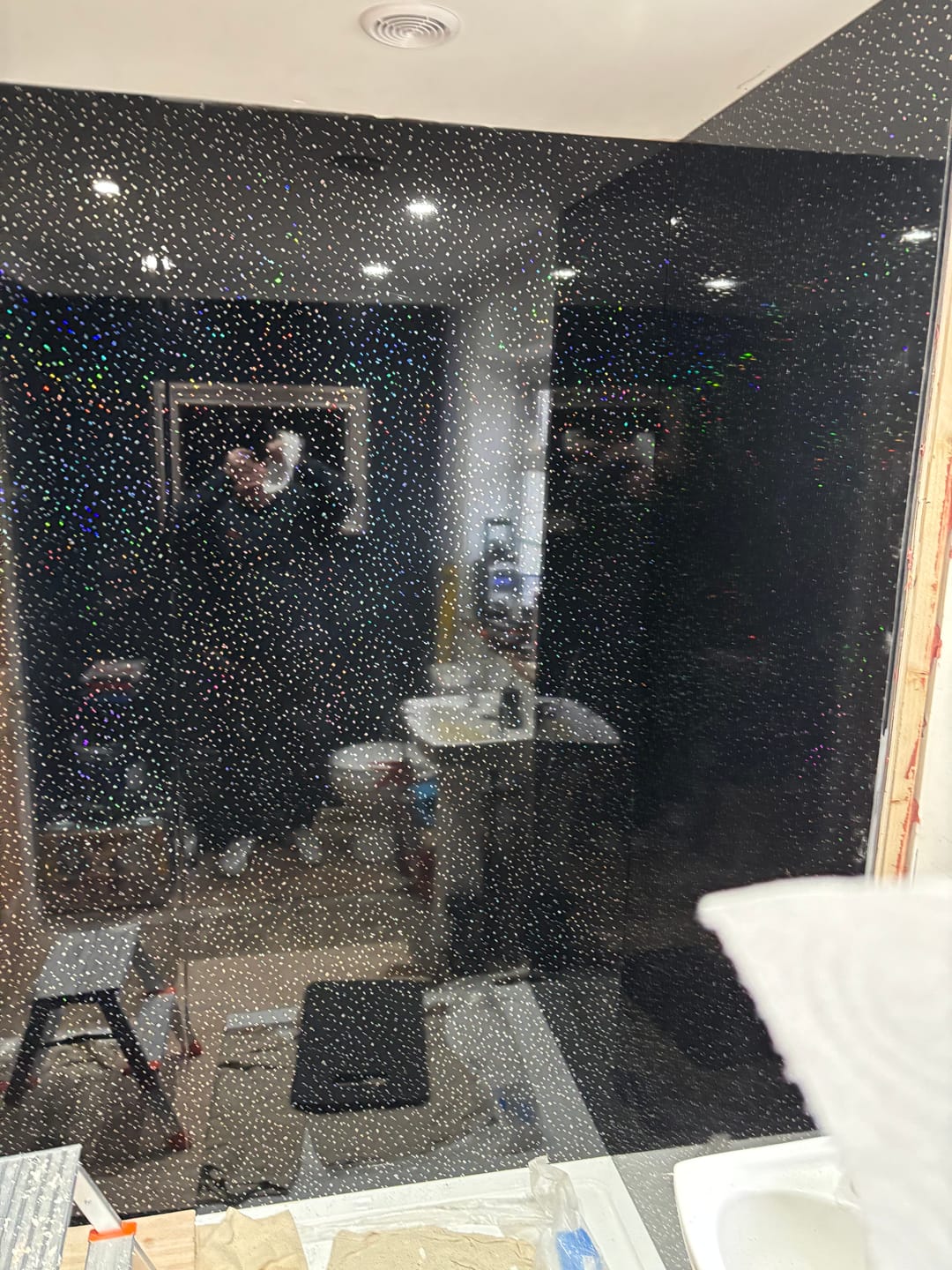 Customer photo review of 10mm Black Sparkle Gloss Shower Panel 1M x 2.4M