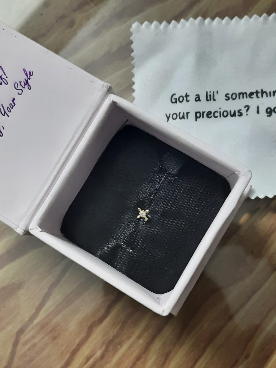 Customer photo review of Graceful Cross Screw Nose Pin