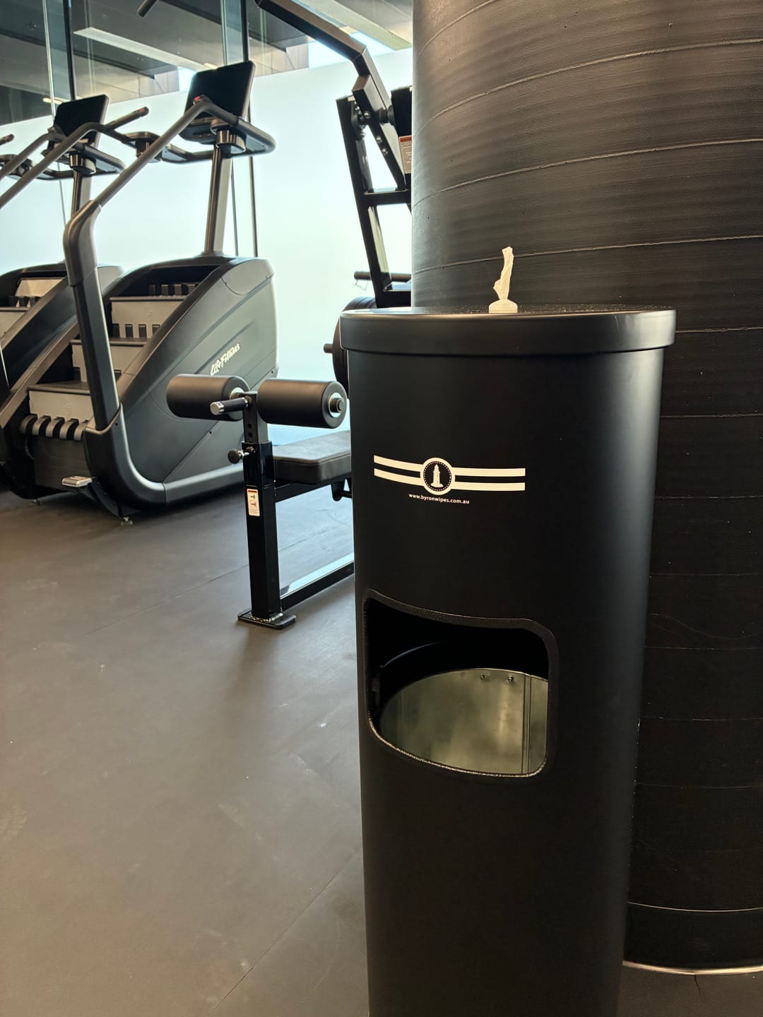 Customer photo review of Free Standing Wipes Dispenser (Matte Black Powder Coated)