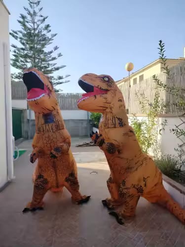 Customer photo review of Inflatable T-Rex Costume – Dinosaur Suit (Adults & Kids)