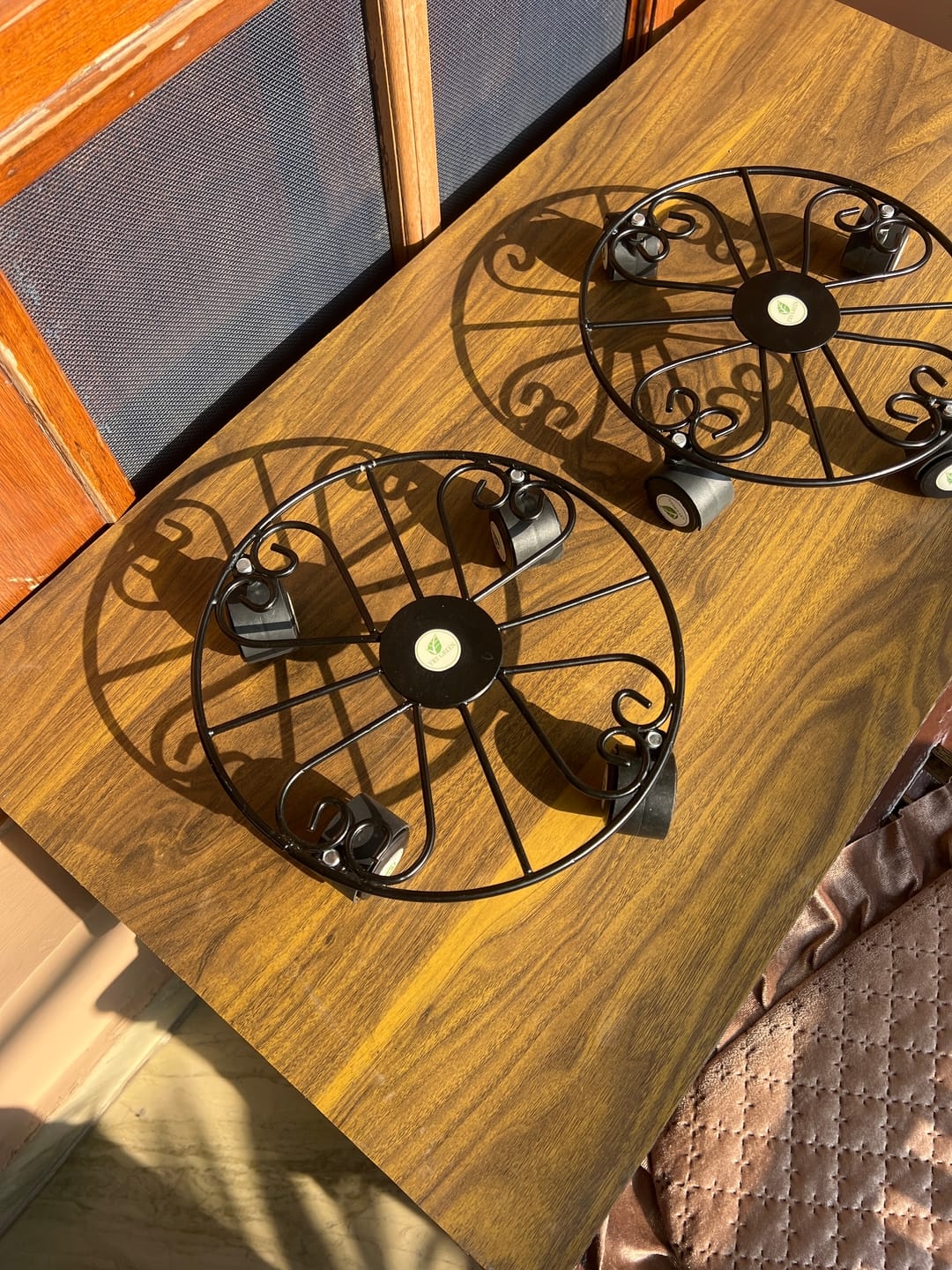 Customer photo review of TryGreen Fyra Wheel Rolling Plant Stand for Planters