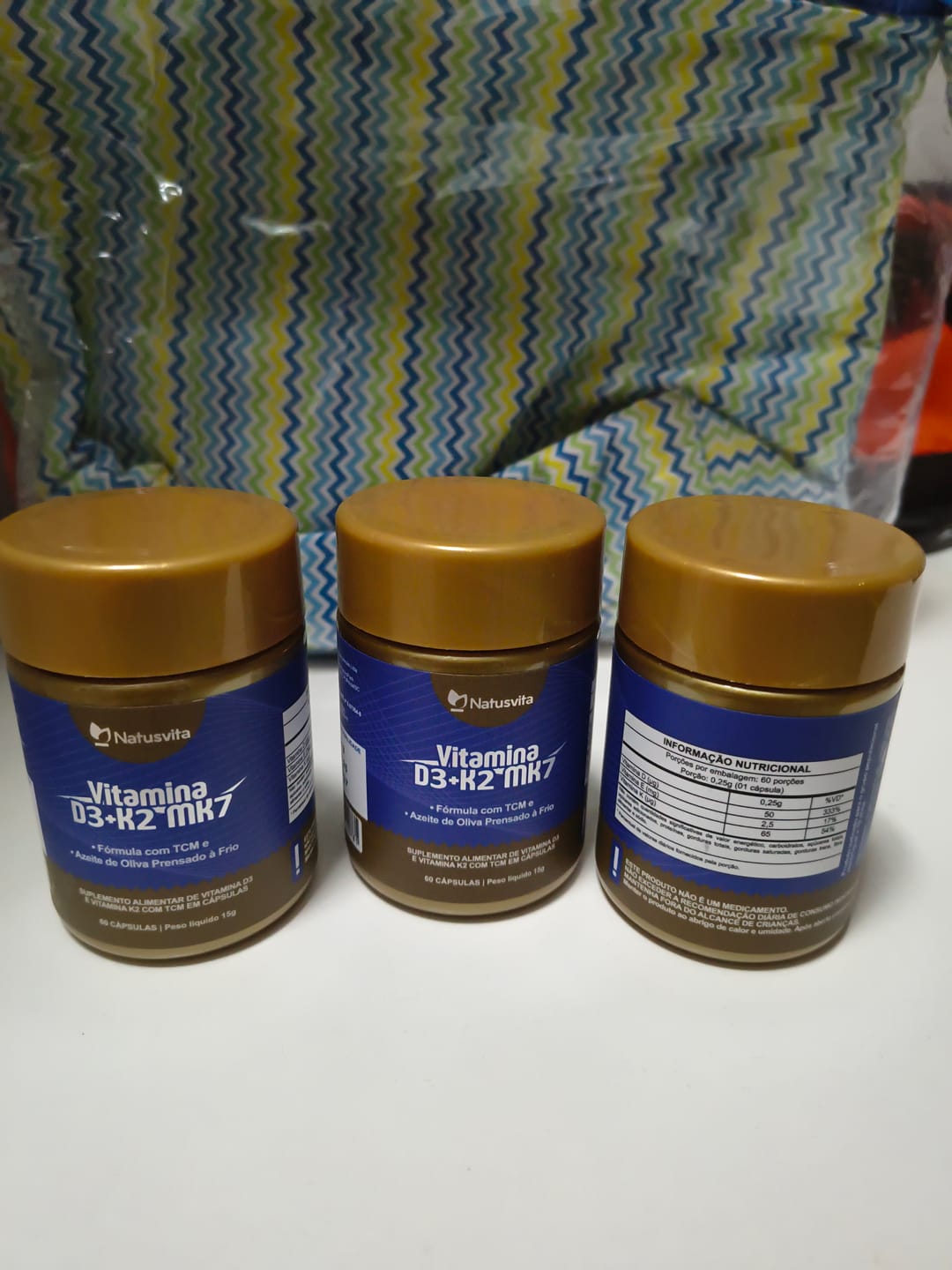 Customer photo review of Vitamina D3 2.000UI + K2 MK7 com TCM e Óleo de Oliva em Cápsulas
