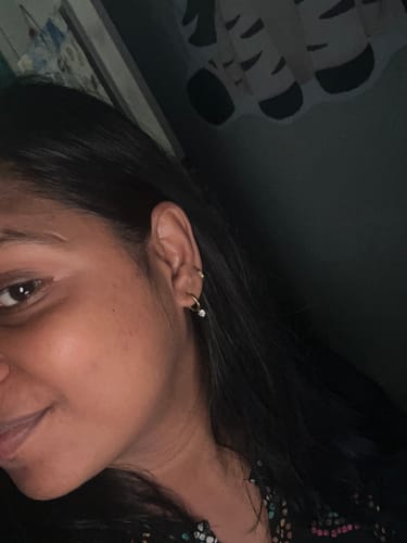 Customer photo review of Athena Solitaire Hoop Earrings