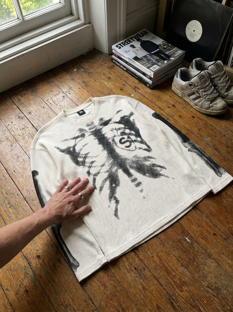 Customer photo review of Skeleton Graphic Waffle Sweatshirt - 2495