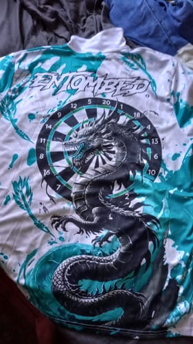 Customer photo review of Maxcorners Darts Storm Dragon Dartboard Multicolor Customized Name Team Name 3D Shirts