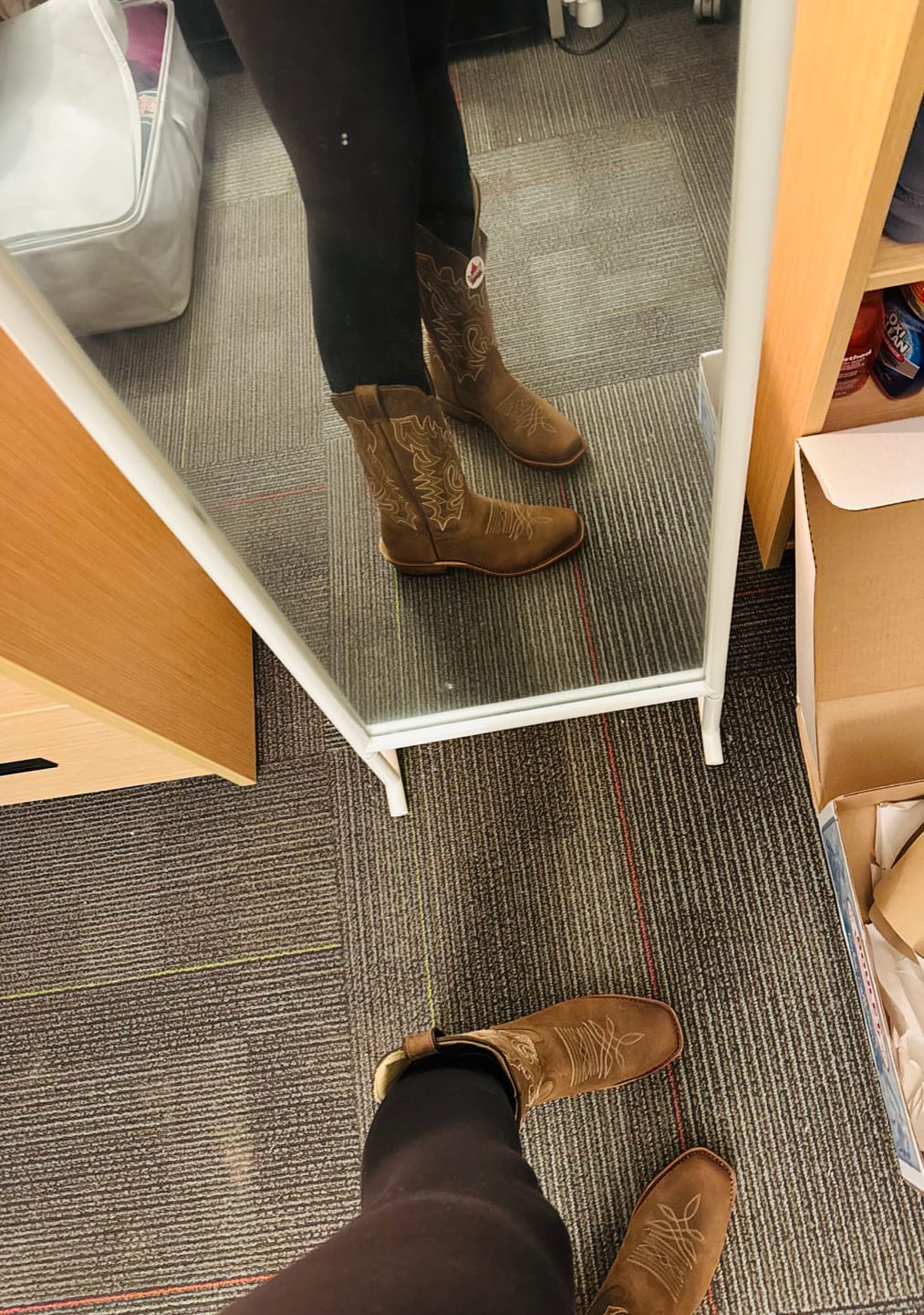 Customer photo review of Boulet Women’s Cowgirl Boots 13" Oiled Cowhide Cutter Toe