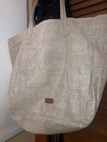 Reseña con foto de un cliente sobre Bolso Playero
