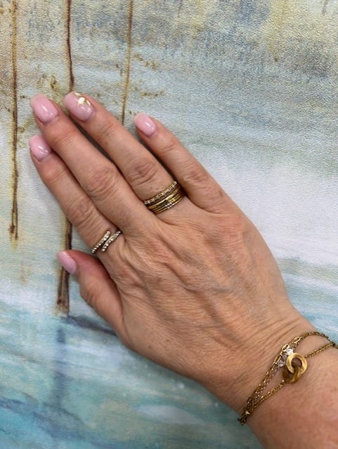 Customer photo review of Layered Gold & Crystal Wrap Ring