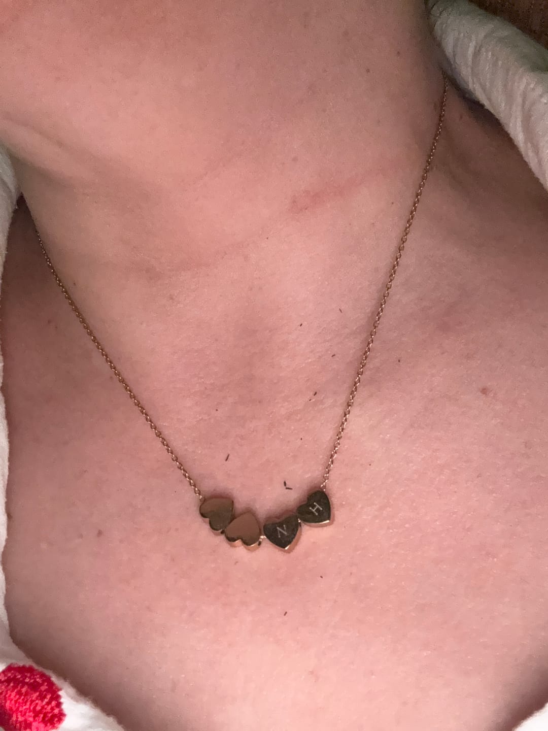 Customer photo review of Amo Heart Quadruple Bead Necklace in Gold