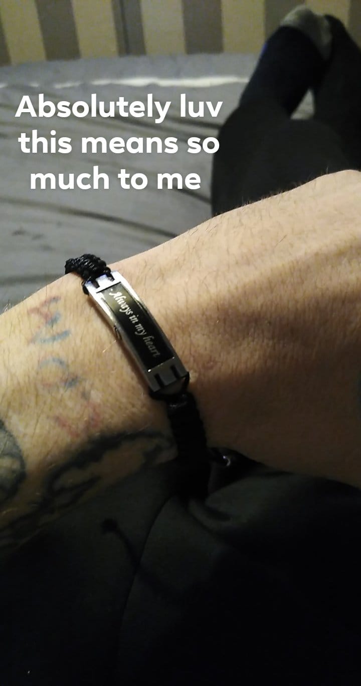 Customer photo review of Cremation Urn Bracelet "Always in my heart" Memorial Jewelry-A033