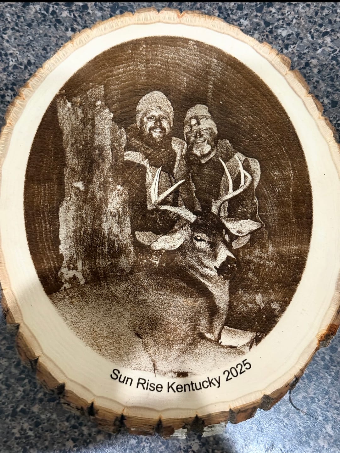Customer photo review of Laser Engraved Wood Plaque | Personalized Hunting Gift