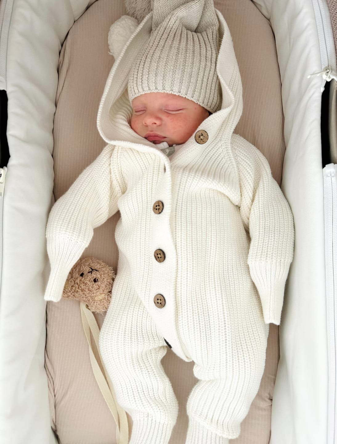 Customer photo review of Little B's Classic Hoodie Jumpsuit - Milk