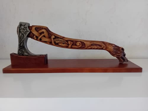 Customer photo review of Wooden stand for axe Brown 22"