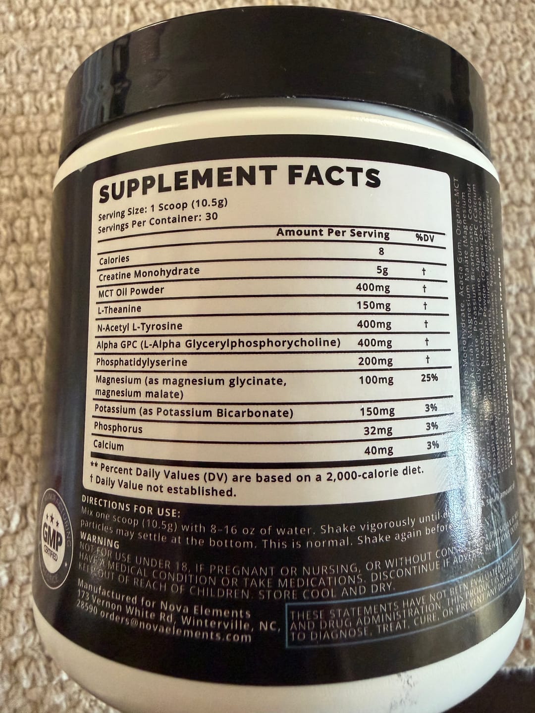Customer photo review of Nova Prime Creatine Blend