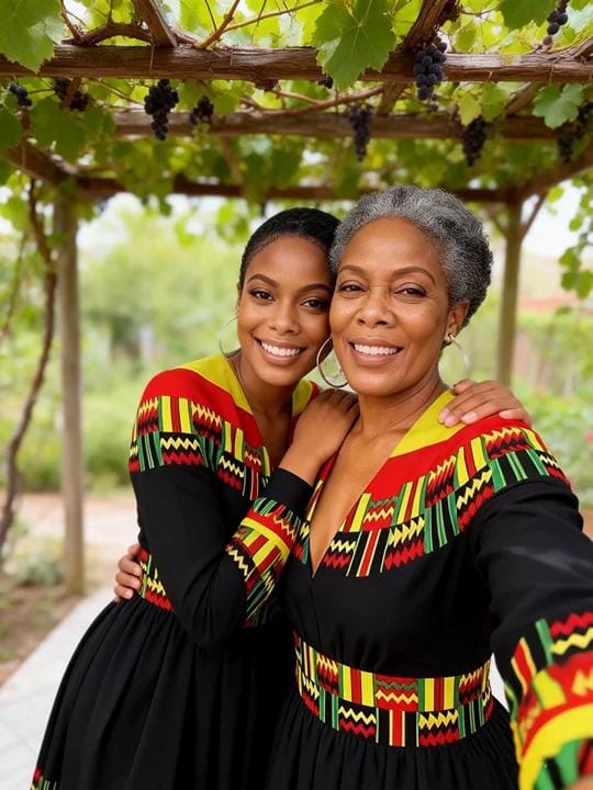 Customer photo review of V-neck Black History Month Reggae Print Pocket Long-Sleeved Maxi Dress