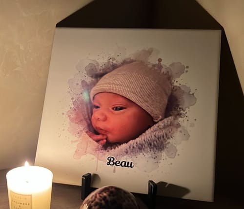 Customer photo review of Aquarel Portret op Tegel – Gepersonaliseerd Cadeau