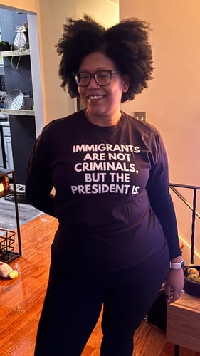 Customer photo review of Immigrants Premium Unisex T-Shirt