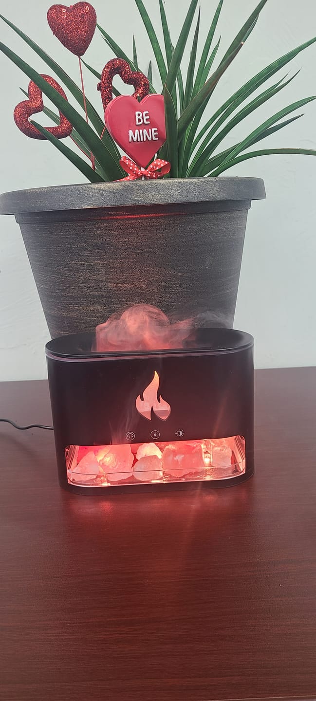 Customer photo review of Himalayan Salt Fireplace Humidifier Lamp + FREE 18 Organic Essential Oils Set
