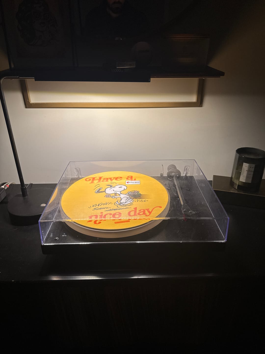 Customer photo review of Snoopy "Have A Nice Day" Double-Sided Turntable Slipmat