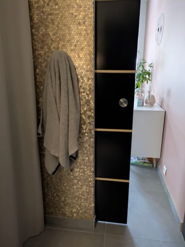 Customer photo review of Crédence Adhésive - Mosaïque Relief Doré Décoration Cuisine